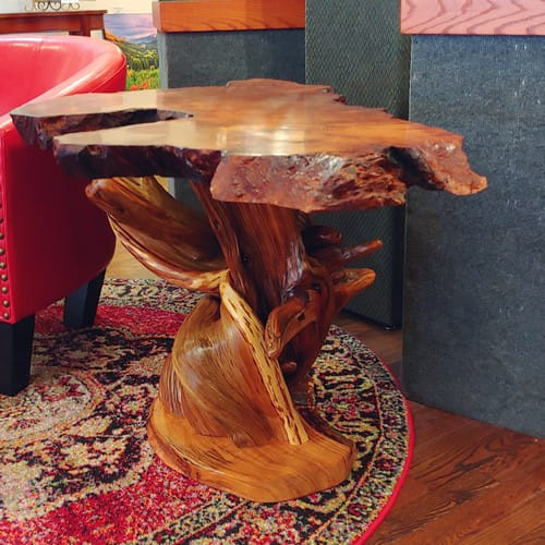 JW-187 End Table, Redwood & Juniper $2750 at Hunter Wolff Gallery